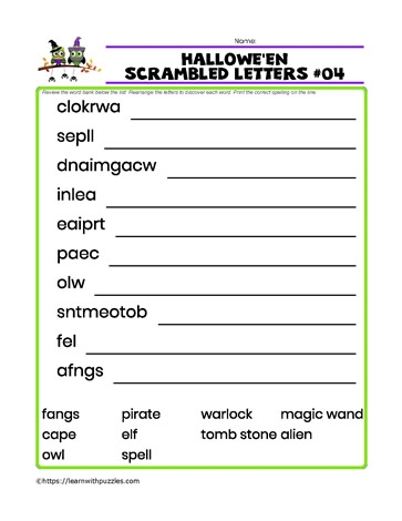 Halloween Scrambled Letters#04